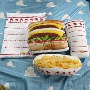 In-N-Out 3 Pc Pillow Set Double-Double Cheeseburger, Soft Drink, Fries & Case